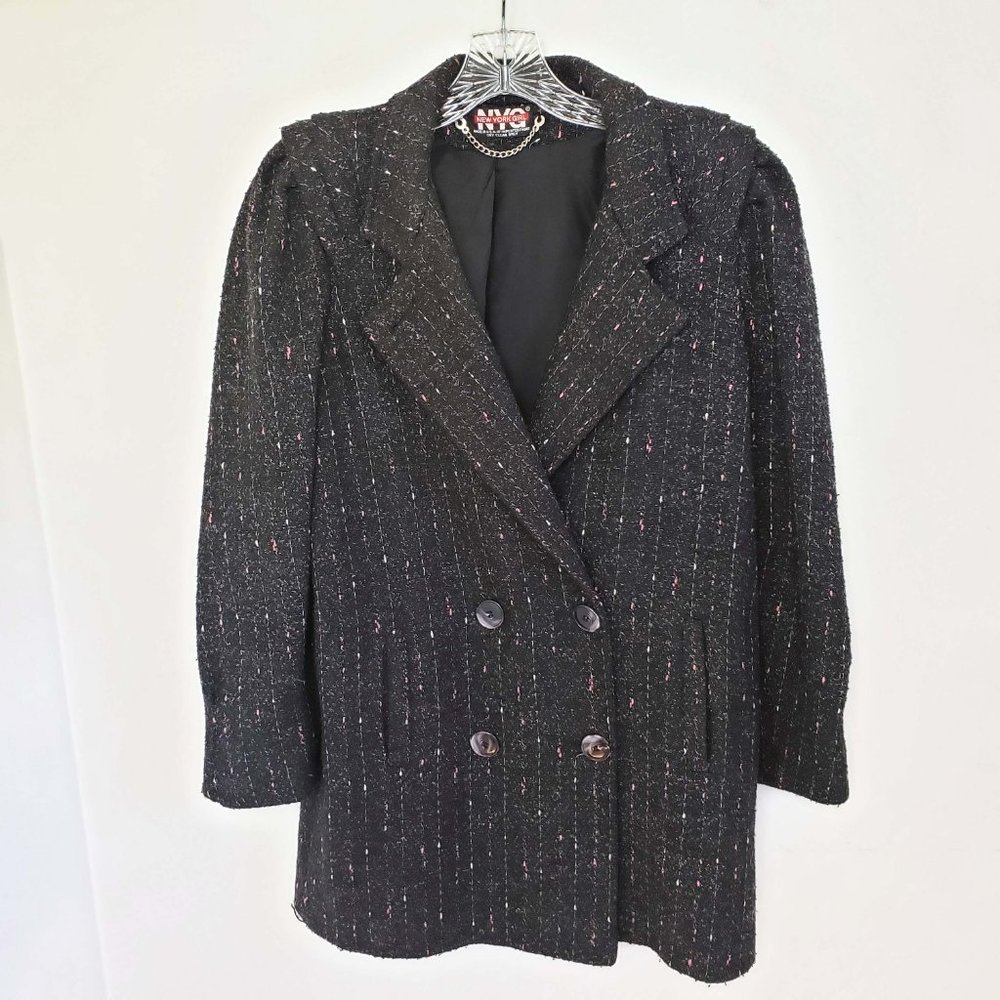 New York Girl Women's Black Double Breasted Half Trench Jacket Coat - Picture 12 of 12